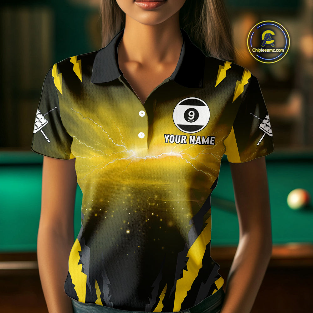 Personalized 9 Ball Thunder Lightning Cobra Snake Women Billiard Shirts, 9 Ball Pool Team Jerseys TDM4022