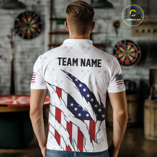 Load image into Gallery viewer, US Flag Patriotic Dart Shirt With Pocket Option For Men Custom Darts Jersey TDM4024