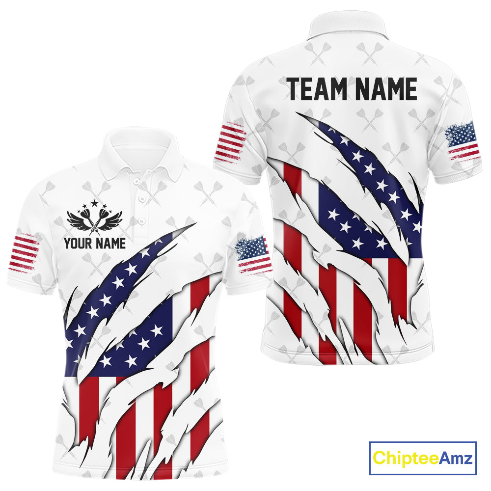 US Flag Patriotic Dart Shirt With Pocket Option For Men Custom Darts Jersey TDM4024