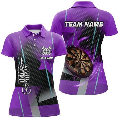 Personalized 3D All Over Print Darts Women Polo & Quarter-Zip Shirts Custom Purple Darts Team Jersey TDM2265