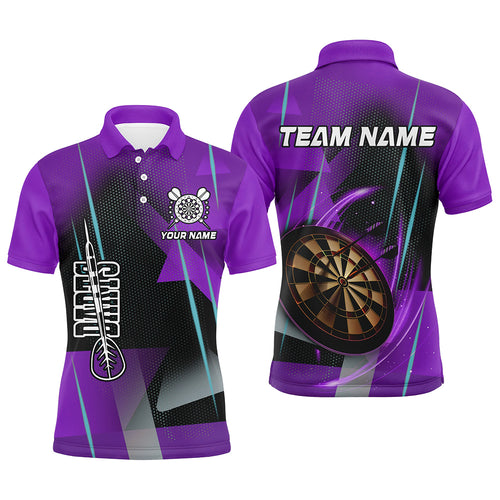 Personalized 3D All Over Print Darts Men Polo & Quarter-Zip Shirts Custom Purple Darts Team Jersey TDM2265