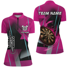 Load image into Gallery viewer, Personalized 3D All Over Print Darts Women Polo &amp; Quarter-Zip Shirts Custom Pink Darts Team Jersey TDM2266