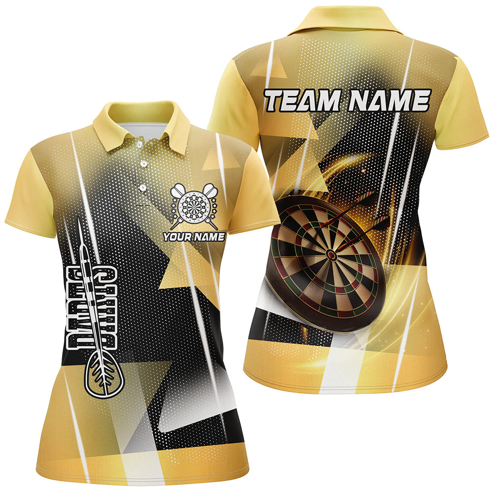 Personalized 3D All Over Print Darts Women Polo & Quarter-Zip Shirts Custom Yellow Darts Team Jersey TDM2267