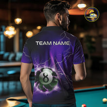 Load image into Gallery viewer, Personalized Purple 3D Thunder Lightning 8 Ball Pool Billiard Shirt For Men, Billiard Team Jersey TDM4610
