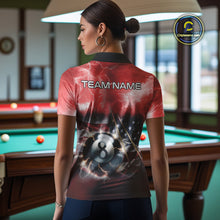 Load image into Gallery viewer, Red American Flag Thunder Lightning 8 Ball Pool Billiard Shirt For Women Custom Billiard Team Jersey TDM4612