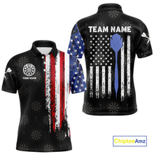 Load image into Gallery viewer, Personalized Grunge American Flag Dart Polo &amp; Quarter Zip For Men Custom Patriotic Darts Jerseys TDM4618