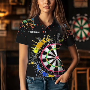 Funny Dartboards Colorful Paint Aim Shoot Swear Repeat Custom Women Darts Shirt, Dart Jerseys |Black TDM2778