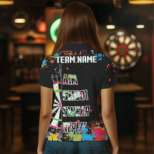 Funny Dartboards Colorful Paint Aim Shoot Swear Repeat Custom Women Darts Shirt, Dart Jerseys |Black TDM2778