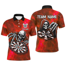 Load image into Gallery viewer, Death Skeleton Custom Red Dart Shirts For Men, Personalized Name 3D Skull Dart Team Jerseys TDM3019