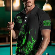 Load image into Gallery viewer, 3D Green Flaming American Flag Men Billiard Shirt Custom Patriotic Pool Player Billiard Jersey TDM3452