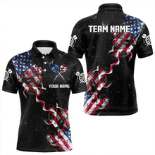 Load image into Gallery viewer, Customized Grunge US Flag Smoke Darts Polo &amp; Quarter-Zip Shirts, Patriotic Darts Jerseys For Men TDM3455