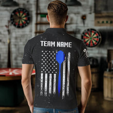 Load image into Gallery viewer, Customized Grunge US Flag Smoke Darts Polo &amp; Quarter-Zip Shirts, Patriotic Darts Jerseys For Men TDM3456