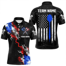 Load image into Gallery viewer, Customized Grunge US Flag Smoke Darts Polo &amp; Quarter-Zip Shirts, Patriotic Darts Jerseys For Men TDM3456