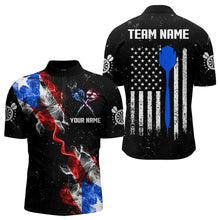 Load image into Gallery viewer, Customized Grunge US Flag Smoke Darts Polo &amp; Quarter-Zip Shirts, Patriotic Darts Jerseys For Men TDM3456