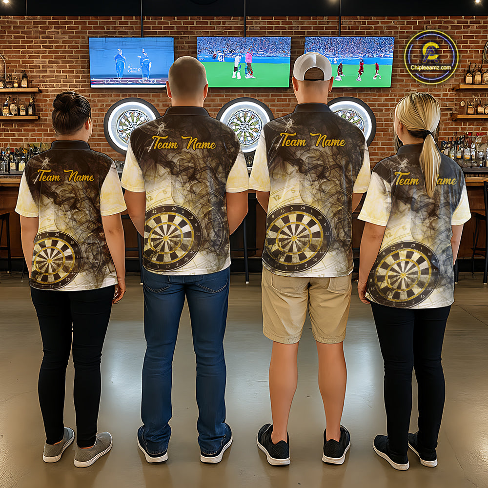 Yellow Black Smoke Dart Shirt With Pocket Option For Men Custom Dart Jerseys TDM5764