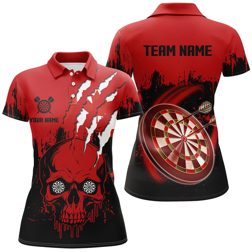 Black Red Dart Skull Canada Flag Women Darts Polo Shirts Custom Patriotic Darts Jerseys Team Shirts TDM1275