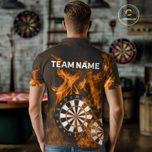 Load image into Gallery viewer, Orange Flaming Dartboard Darts Polo &amp; Quarter Zip Custom Dart Shirts For Men Team Dart Jerseys TDM4229