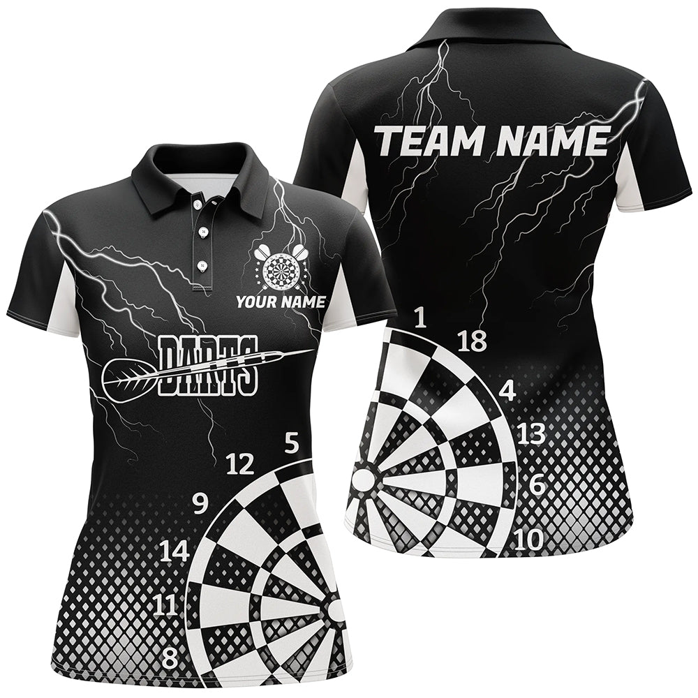 Personalized Black White Lightning Darts Shirts For Women Best Custom Cool Darts Team Jerseys TDM2281
