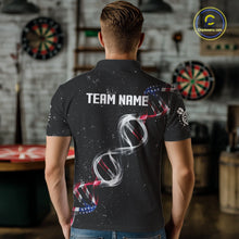 Load image into Gallery viewer, Custom American Flag Smoke DNA Darts Jersey Polo &amp; 1/4 Zip For Men, Patriotic Darts Team Jersey TDM4626