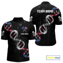 Load image into Gallery viewer, Custom American Flag Smoke DNA Darts Jersey Polo &amp; 1/4 Zip For Men, Patriotic Darts Team Jersey TDM4626