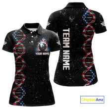 Load image into Gallery viewer, Women&#39;s Custom DNA American Flag Smoke 8 Ball Billiard Shirt, Patriotic Pool Jersey Polo &amp; 1/4 Zip TDM4627