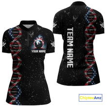 Load image into Gallery viewer, Women&#39;s Custom DNA American Flag Smoke 8 Ball Billiard Shirt, Patriotic Pool Jersey Polo &amp; 1/4 Zip TDM4627