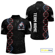 Load image into Gallery viewer, Men&#39;s Custom DNA American Flag Smoke 8 Ball Billiard Shirt, Patriotic Pool Jersey Polo &amp; 1/4 Zip TDM4627