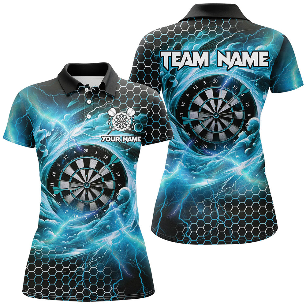 Funny 3D Dartboard Storm Thunder Custom Darts Shirts For Women Team League Darts Jerseys | Blue TDM2550