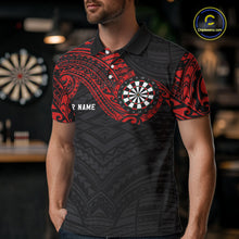 Load image into Gallery viewer, Personalized Black And Red Tribal Darts Shirt For Men Custom Darts Jersey Team Polo &amp; 1/4 Zip TDM4824