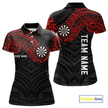 Load image into Gallery viewer, Personalized Black And Red Tribal Darts Shirt For Women Custom Darts Jersey Team Polo &amp; 1/4 Zip TDM4824