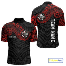 Load image into Gallery viewer, Personalized Black And Red Tribal Darts Shirt For Men Custom Darts Jersey Team Polo &amp; 1/4 Zip TDM4824
