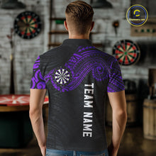 Load image into Gallery viewer, Personalized Black And Purple Tribal Darts Shirt For Men Custom Darts Jersey Team Polo &amp; 1/4 Zip TDM4825