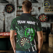 Load image into Gallery viewer, Green 3D Skull Darts Polo &amp; 1/4 Zip For Men Custom Darts League Team Jersey, Best Darts Gifts TDM4829