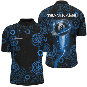 Personalized Blue Billiard Shirts For Men Custom Gearwheel Pattern Billiard Jerseys Team Uniform TDM3026