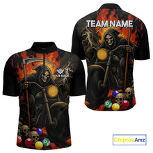 Load image into Gallery viewer, Personalized Grim Reaper Motorcycle Billiards Shirt For Men Custom Skull Billiard Team Jersey TDM5253
