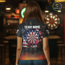 Load image into Gallery viewer, Custom US Flag Smoke Dart Shirt For Women, Patriotic Dart Jersey Pocket Option TDM5259