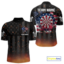 Load image into Gallery viewer, Custom US Flag Smoke Dart Shirt For Men, Patriotic Dart Jersey Pocket Option TDM5259