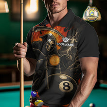Load image into Gallery viewer, Personalized Grim Reaper Motorcycle Billiards Shirt For Men Custom Funny 8 Ball Pool Team Jersey TDM5263