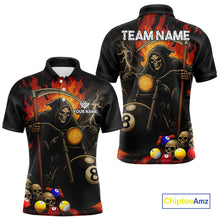 Load image into Gallery viewer, Personalized Grim Reaper Motorcycle Billiards Shirt For Men Custom Funny 8 Ball Pool Team Jersey TDM5263