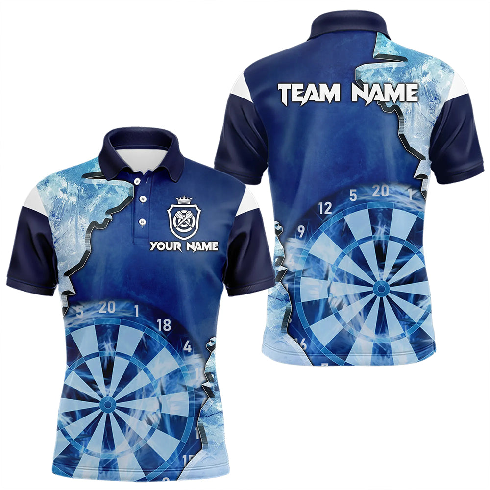 Blue Icy Light Darts Polo & Quarter Zip Custom Dart Shirts For Men, Cool Darts Team Jerseys TDM3462