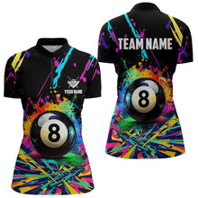 Load image into Gallery viewer, Personalized Colorful 8 Ball Pool Billiard Shirts For Women, Funny Billiard Shirts Pool Team Jerseys TDM3771