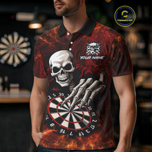 Load image into Gallery viewer, Personalized Orange Funny Skeleton Darts Shirt For Men Custom Skull Darts League Team Jersey TDM4396
