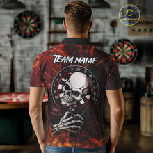 Load image into Gallery viewer, Personalized Orange Funny Skeleton Darts Shirt For Men Custom Skull Darts League Team Jersey TDM4396