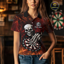 Load image into Gallery viewer, Personalized Orange Funny Skeleton Darts Shirt For Women Custom Skull Darts League Team Jersey TDM4396