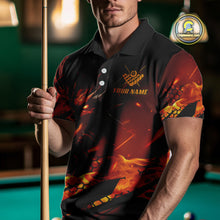 Load image into Gallery viewer, Personalized Orange Flame Dragon 8 Ball Billiard Shirt For Men, Pool Team Jersey Polo &amp; 1/4 Zip TDM4399