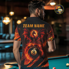 Load image into Gallery viewer, Personalized Orange Flame Dragon 8 Ball Billiard Shirt For Men, Pool Team Jersey Polo &amp; 1/4 Zip TDM4399
