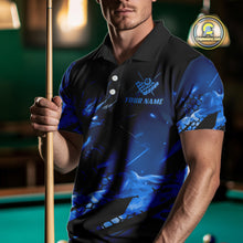 Load image into Gallery viewer, Personalized Blue Fire Flame Dragon 8 Ball Billiard Shirt For Men, Pool Team Jersey Polo &amp; 1/4 Zip TDM4400