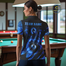 Load image into Gallery viewer, Personalized Blue Fire Flame Dragon 8 Ball Billiard Shirt For Women, Pool Team Jersey Polo &amp; 1/4 Zip TDM4400