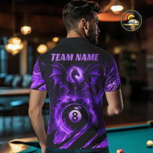 Load image into Gallery viewer, Personalized Purple Flame Dragon 8 Ball Billiard Shirt For Men, Pool Team Jersey Polo &amp; 1/4 Zip TDM4401