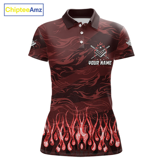 Custom Red Flaming 8 Ball Pool Fire Polo Shirt Designed for Personalized Billiard Team Jerseys with Eye Catching Flame Graphics and Athletic Performance Style